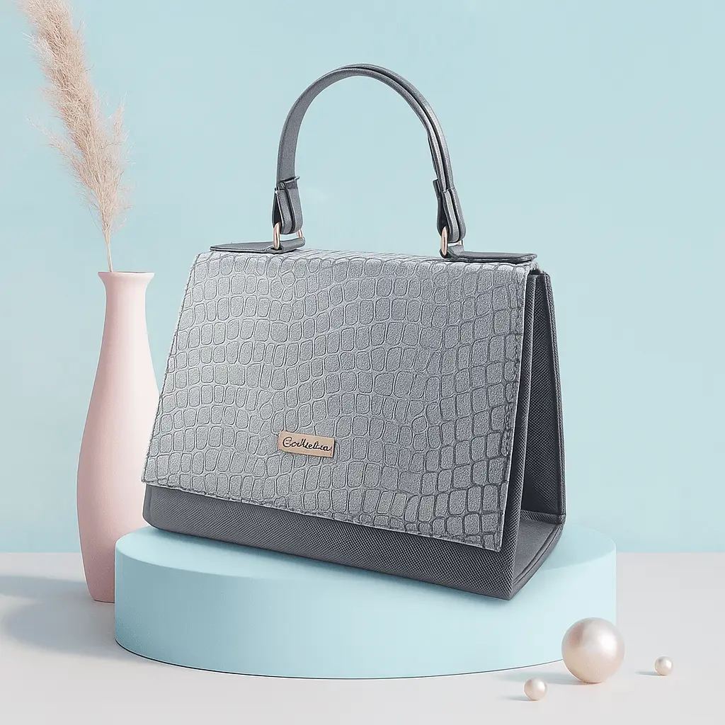 Bolso Diseño Reptil Plateado - Image 6