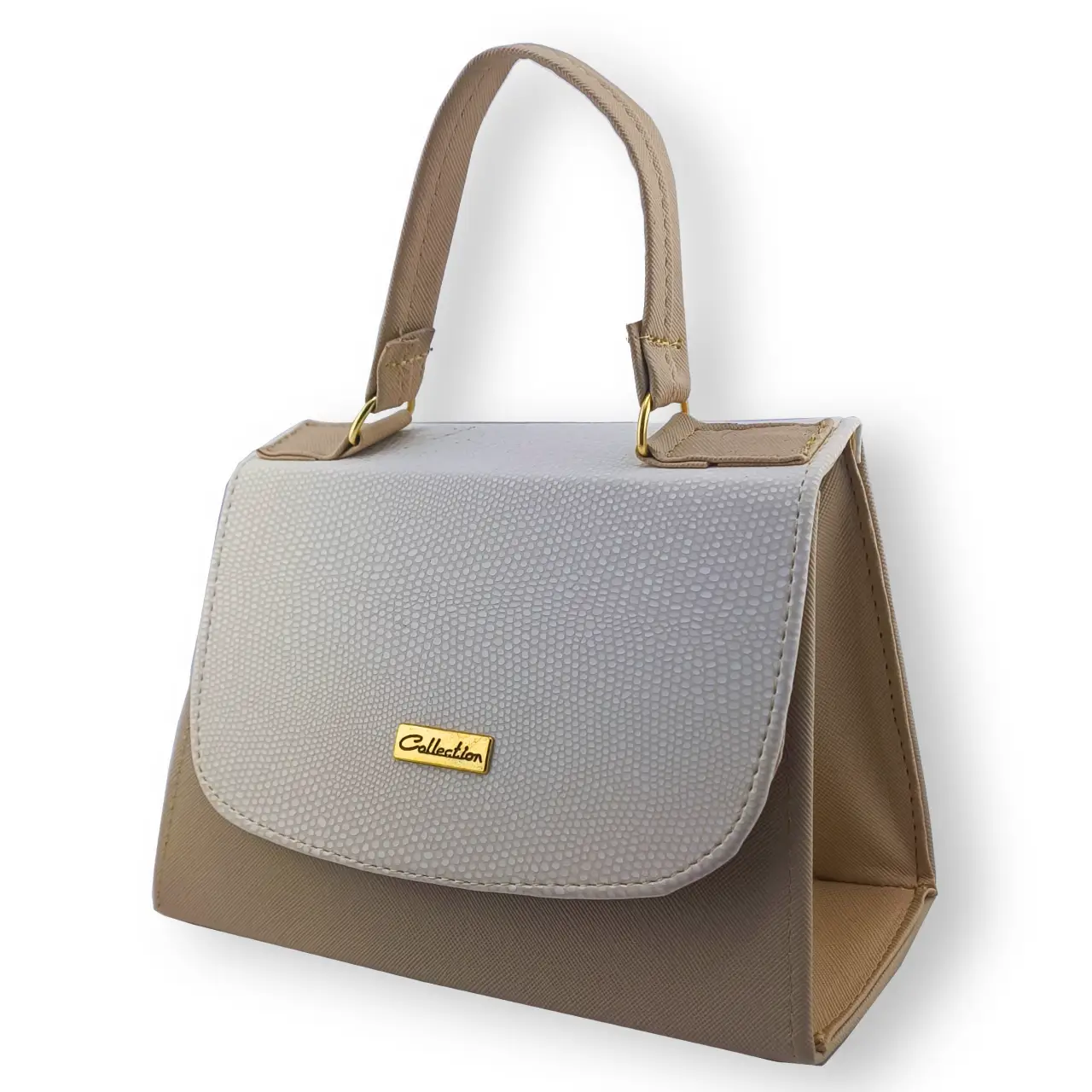 Bolso Diseño Cuero Crema