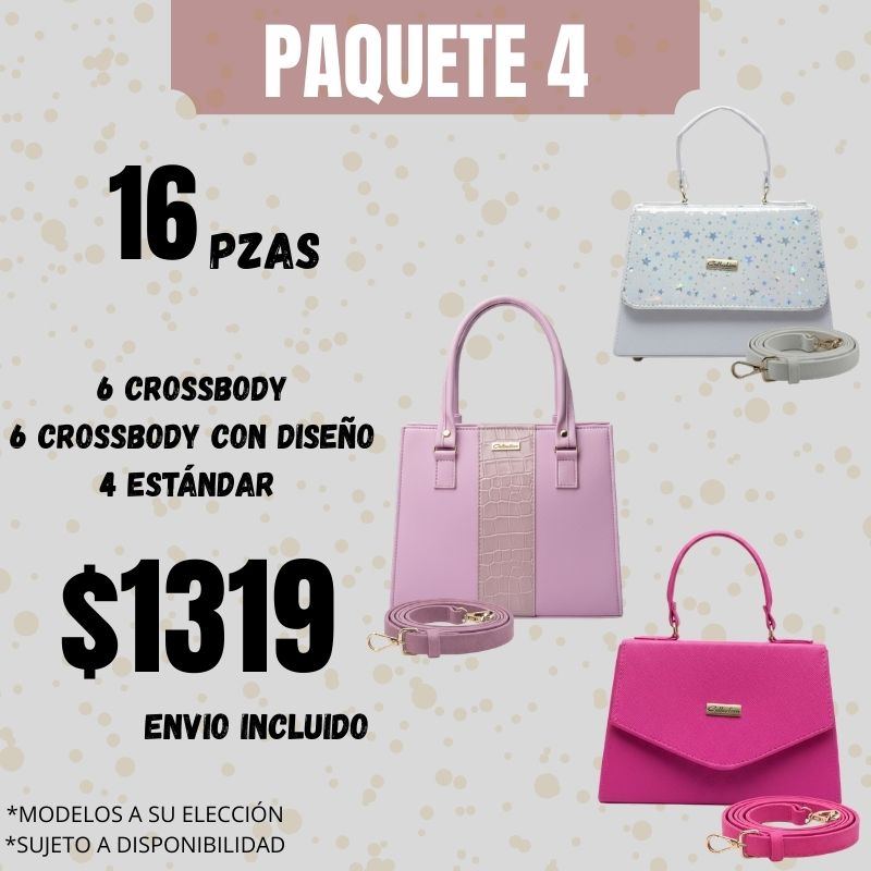 Paquete 4 Bolsa Crossbody Mayoreo 16 piezas