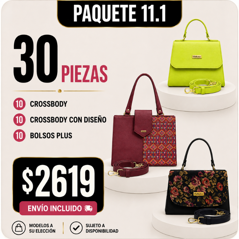 30 Bolsos Crossbody Paquete 11.1