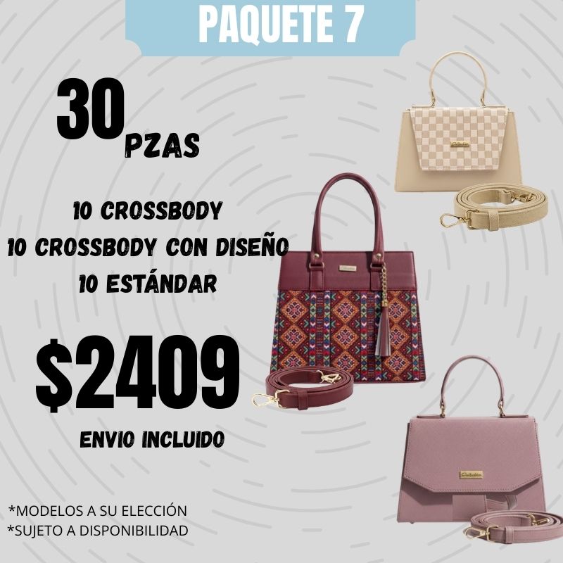 Paquete 7 Bolsa crossbody mayoreo 30 piezas