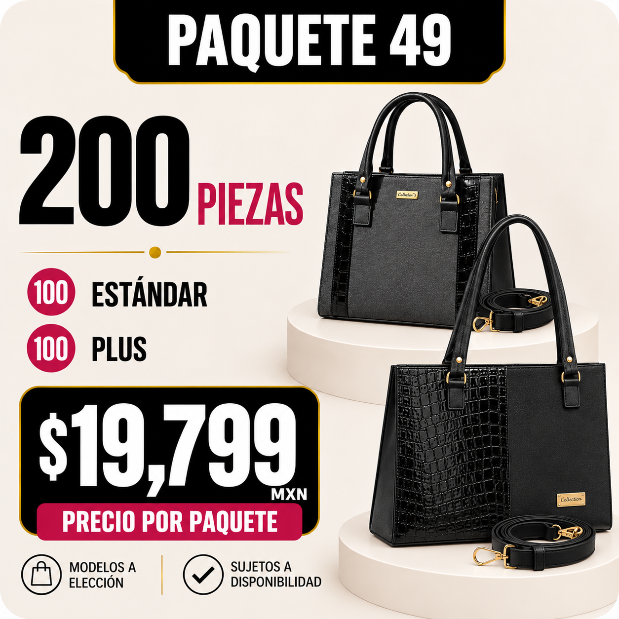 Paquete 49 de bolsos al mayoreo - 200 piezas