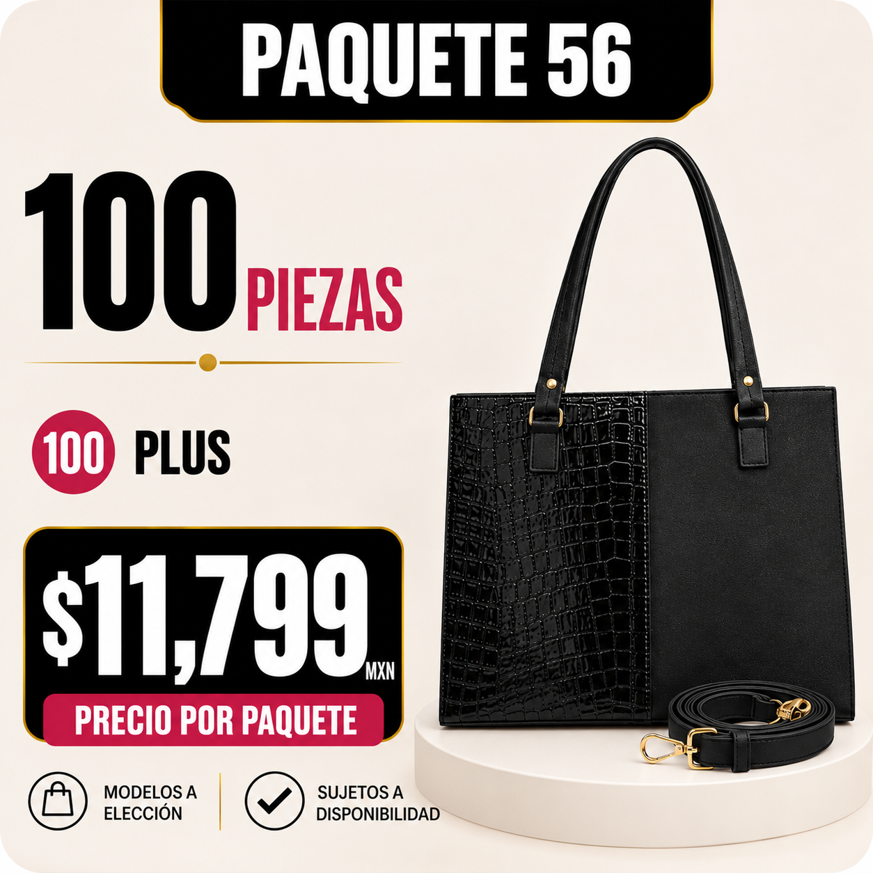 Paquete 56 de bolsos al mayoreo - 100 piezas