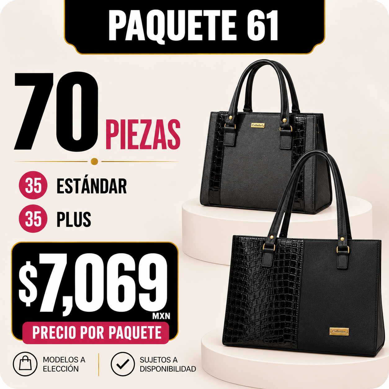 Paquete 61 de bolsos al mayoreo - 70 piezas