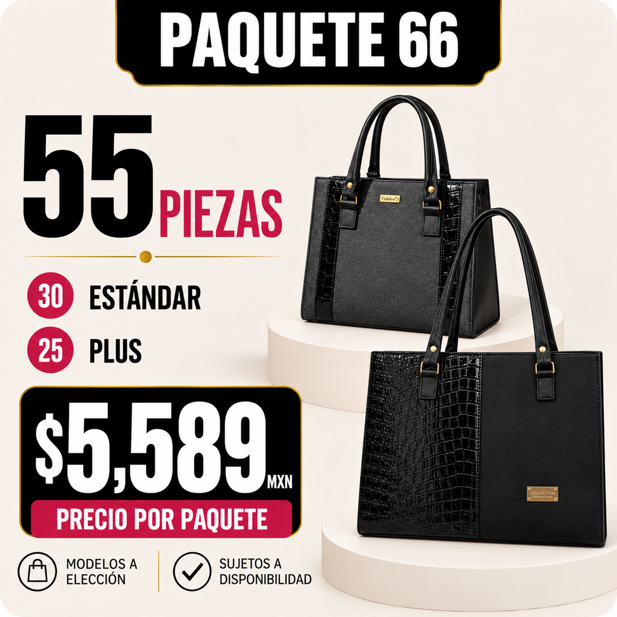 Paquete 66 de bolsos al mayoreo - 55 piezas